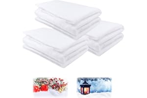 Hlimior 3 Pack 3 x 8 Ft Christmas Snow Blankets, Artificial Cotton Snow Blanket, White Thickened Cotton Rolls Winter Fluffy Fake Snow Sheet for Christmas Village Backdrop Decorations Party Display