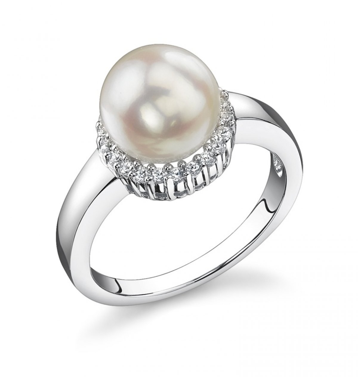 8-8.5mm Genuine White Japanese Akoya Saltwater Cultured Pearl Ashley Ring for Women