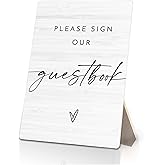 ERYBHKRTYH Guest Book Signs, Please Sign Our Guestbook Wedding Wooden Stand Sign 5x7 Inch, Wedding Table Signs Decorations for Ceremony and Reception