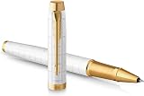 Parker IM Rollerball Pen Premium Pearl Lacquer Gold Trim Fine Point Gift Box