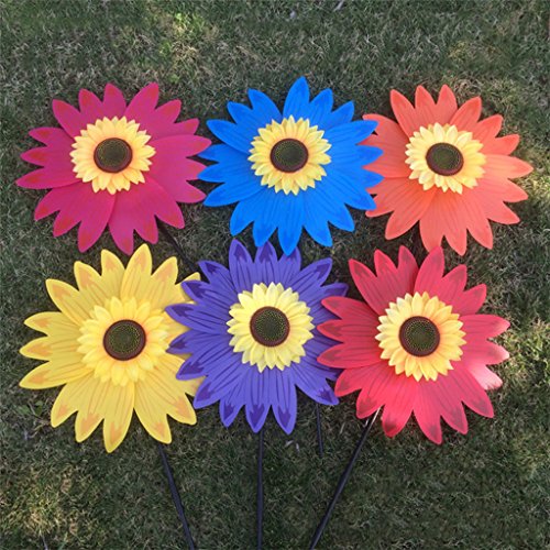 Dovewill 36cm DIY Sunflower Windmill Pinwheel Kids Outdoor Camping Beach Toy Home Garden Yard Decor Purple - Thumbnail 2