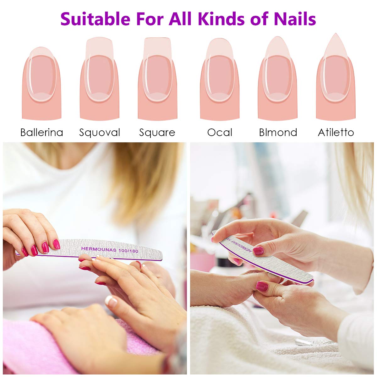 18 PCS Nail Files, Nail Files and Buffers Professional Double Sided 100/180 Grit Nail Styling Tools for Home and Salon Use : Beauty