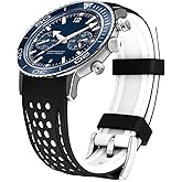 Kai Tian 20mm 22mm Silicone Watch Band Replacement, Racing Rally Curved End Watch Band Sporty Rubber Watch Bands for Men Women