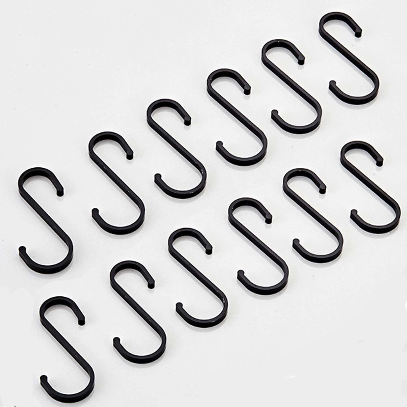 YFelomatric Aluminium S Hooks Pack of 12, Black, Suitable for Kitchen, Bathroom, Living Room, Outdoor