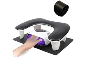 ROLOMANVE Arm Rest for Nails Tech with Nail Table Mat,U-shaped Manicure Nail Hand Rest Stand Pillow Cushion,Nail Supplies for Nail Techs(Black)