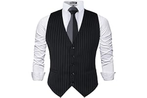 Alizeal Mens Pinstripe Business Suit Vest Formal Dress Tuxedo Waistcoat