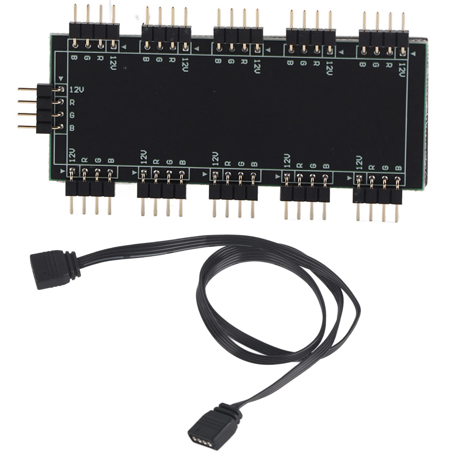 Tonysa 10-channel RGB hub AURA SVNc Horizontal pin design Motherboard RGB Fan Extension Cable(12V 4-Pin)