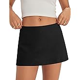 Micoson Mini Skirt with Shorts Micro Skorts for Woman Cute Cotton Linen Y2k Short Skirts Trendy Club Outfits Streetwear