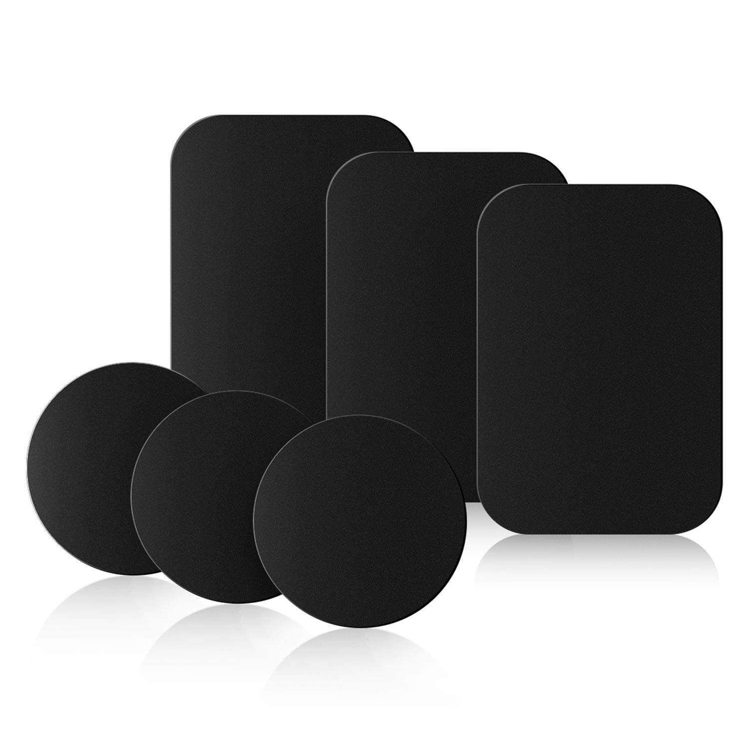 Mount Metal Plate 6 Pieces Universal Replacement Plates for Magnetic Phone Car Mount Holder Cradle Stand with Adhesive Sticker, 3 Round and 3 Rectangle Black