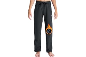 DEVOROPA Youth Boys' Fleece Lined Sweatpants Open Bottom Water Resistant Winter Thermal Track Athletic Pants Zipper Pockets