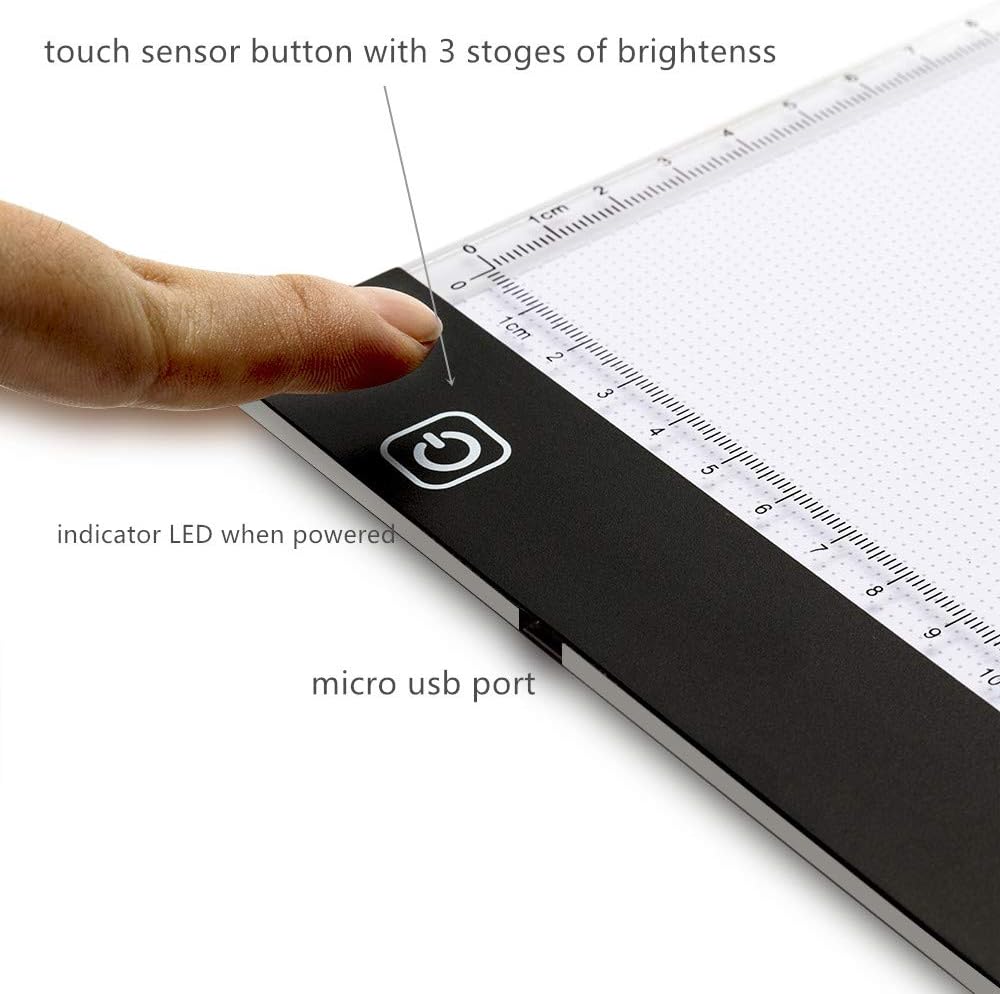 A4 Light Table，Drawing Calligraphy Practice，Light Box Tracer，LED Artists Light Box，CT Film Viewing，Professional Animation Copy Gift(A4-Rimless)