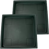 The HC Companies 14 Inch Accent Square Plastic Plant Saucer - Indoor Outdoor Plant Trays for Pots - 14"x14"x1.8", Evergreen (