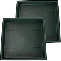 The HC Companies 14 Inch Accent Square Plastic Plant Saucer - Indoor Outdoor Plant Trays for Pots - 14"x14"x1.8", Evergreen (