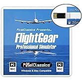 FlightGear Flight Simulator 2025 X on USB | Flight Sim Plane &amp; Helicopter Professional Simulator Including 600 Aircraft, 20,000 Real World Airports Compatible with Microsoft Windows 11 10 PC &amp; Mac