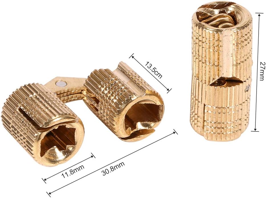 4Pcs Gold Barrel Hinge Brass Hidden Concealed Hinge 10mm Cabinet Gift Box Invisible Barrel Hinge with 180° Opening Angle for DIY Jewelry Box Hand Craft - Image 5