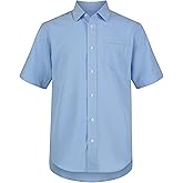 Nautica Boys School Uniform Short Sleeve Button-Down Oxford Shirt, Chest Pocket, Breathable Fabric
