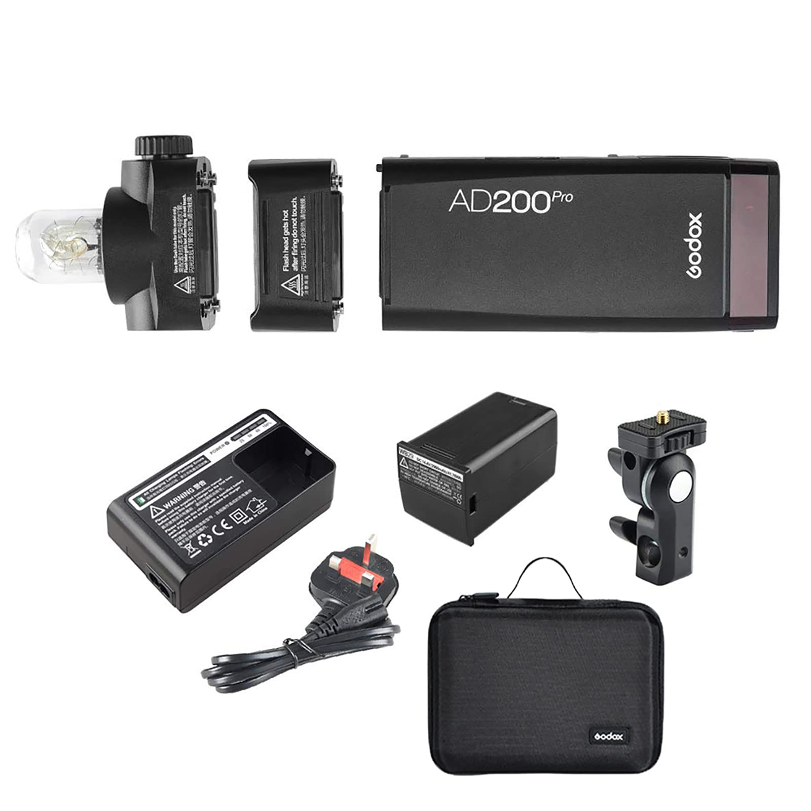 Godox AD200Pro Pocket Flash 2.4G TTL Speedlite Flash Strobe HSS Monolight with 2900mAh Lithium Battery 200WS and Bare Bulb Flash Head to Cover 500 Flashes
