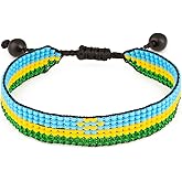 FAHARI Flag Bracelet - Adjustible Wrist Wrap Bracelet - Beaded and Boho Style Rope Bracelet - Country Flag Bracelet
