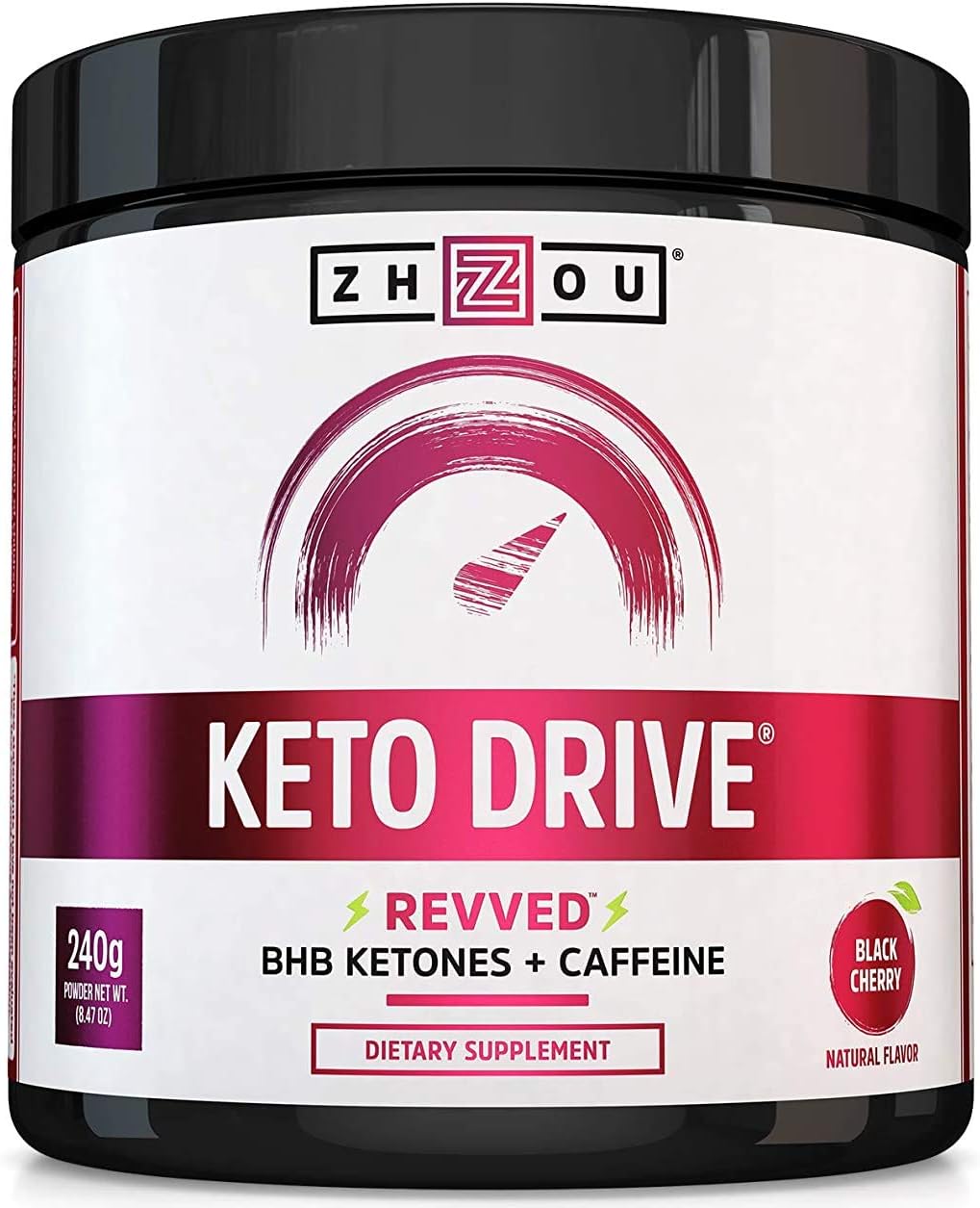 KETO DRIVE with BHB Ketones + Caffeine, Patented Beta-Hydroxybutyrates & Electrolytes (Calcium, Sodium, Magnesium) - Black Cherry ‘REVVED’, 8.4 oz: Health & Personal Care