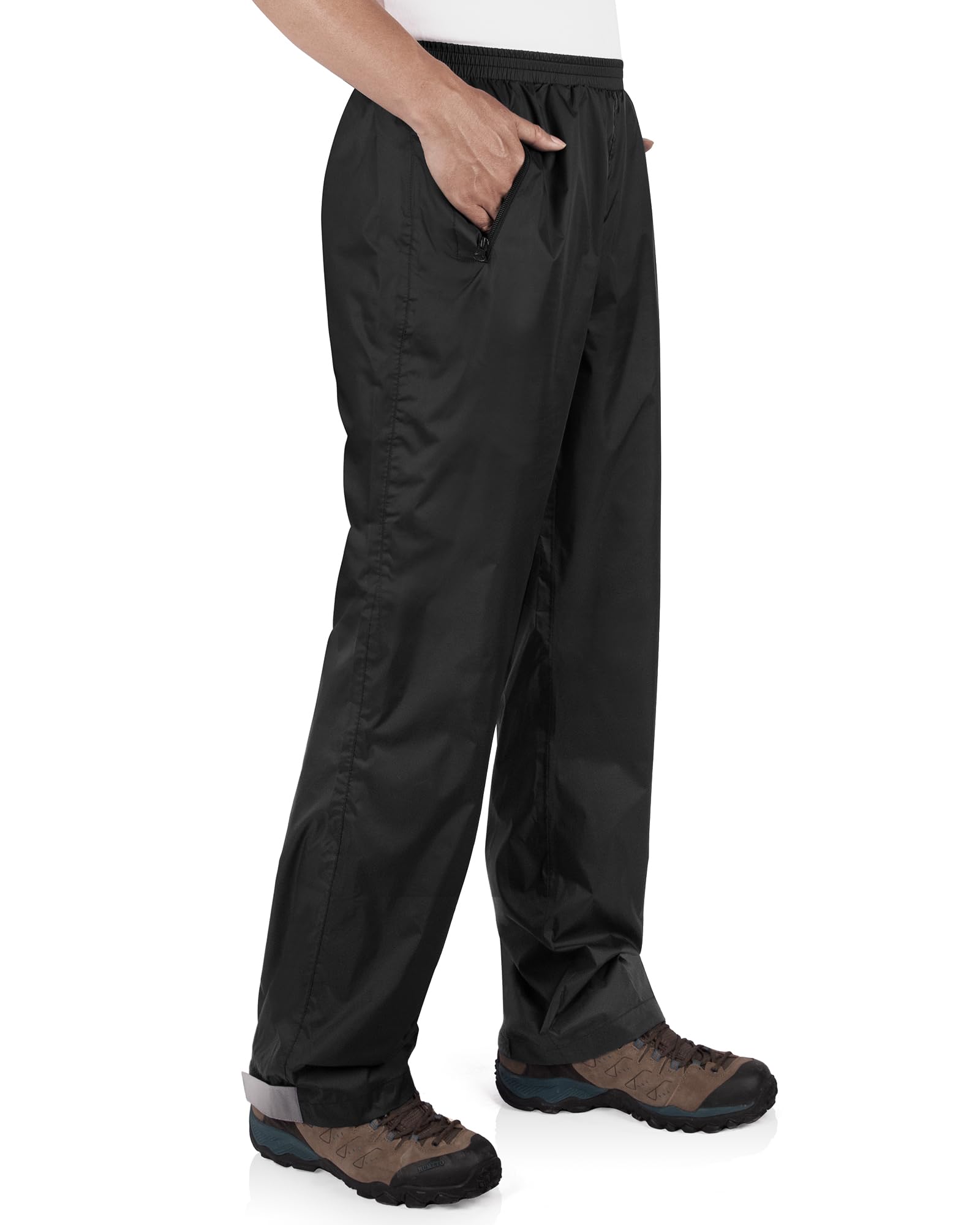 33,000ft Packbare Regenhose Herren Wasserdicht Leichte Fahrrad Überziehhose Winddicht Reflektierende Wanderhose zum Golf Outdoor Angeln Schwarz M 2