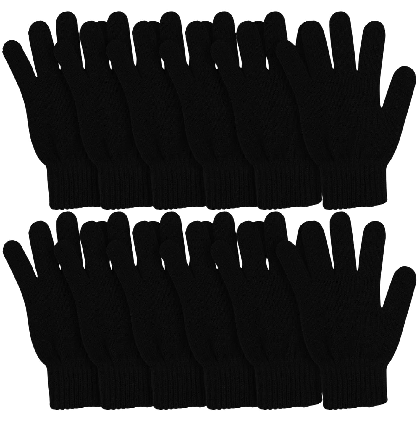Photo 1 of Winter Magic Gloves, 12 Pairs Stretchy Warm Knit Bulk Pack Mens Womens