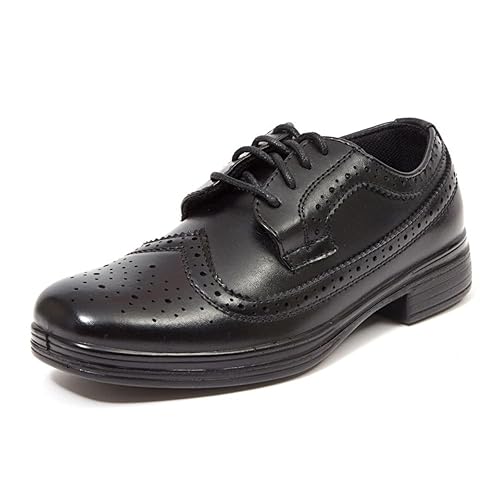 Deer Stags Boys' Ace Dress Comfort Wingtip Oxford / Black / 5 Big Kid / Medium