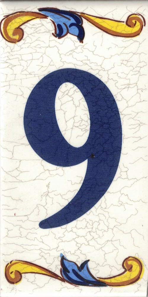House Number. Address Numbers & plaques. House Signs. Door Numbers. Ceramic Letters and Numbers. Design “Craquelé” (Number Nine "9")