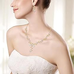 BriLove Women's Wedding Jewelry Set Leaf Cluster