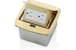 Leviton Pop-Up Floor Box with 15 Amp, Tamper-Resistant Receptacle, PFTR1-0BR, Brass