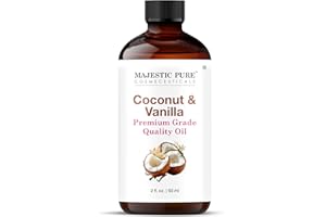 Majestic Pure Essential Oil with Glass Dropper - 100% Pure and Natural - Essential Oils for Diffuser, Aromatherapy, Soap and Candle Making, Coconut Vanilla Essential Oil, Coconut Vanilla Oil, 2 Fl Oz