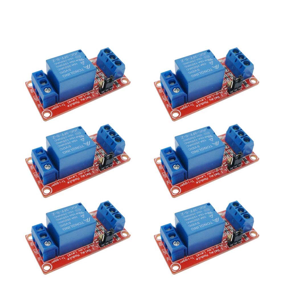 ARCELI 6Pcs 5V One 1 Channel Relay Board Shield with Optocoupler Support High and Low Shooting Power Supply Module for Arduino