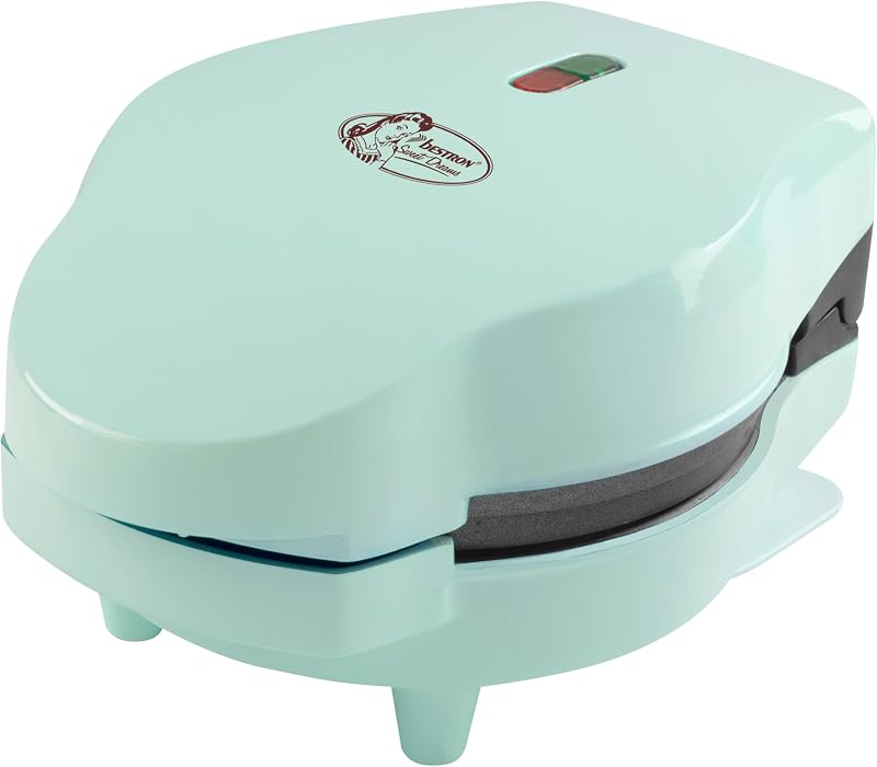 Mini Piastra per Waffle 12,5 cm – Piastre Rotonde e a Cuore – Rivestimento Antiaderente – Manico Cool Touch – Spie Luminose – Macchina per Mini Waffle di Bruxelles - Blu - AMW500MD
