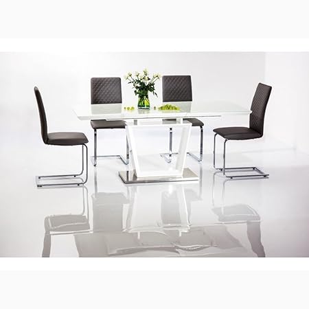 JUSTyou Lauren Ausziehtisch Küchentisch Esstisch Weiß 76x90x160-220 cm