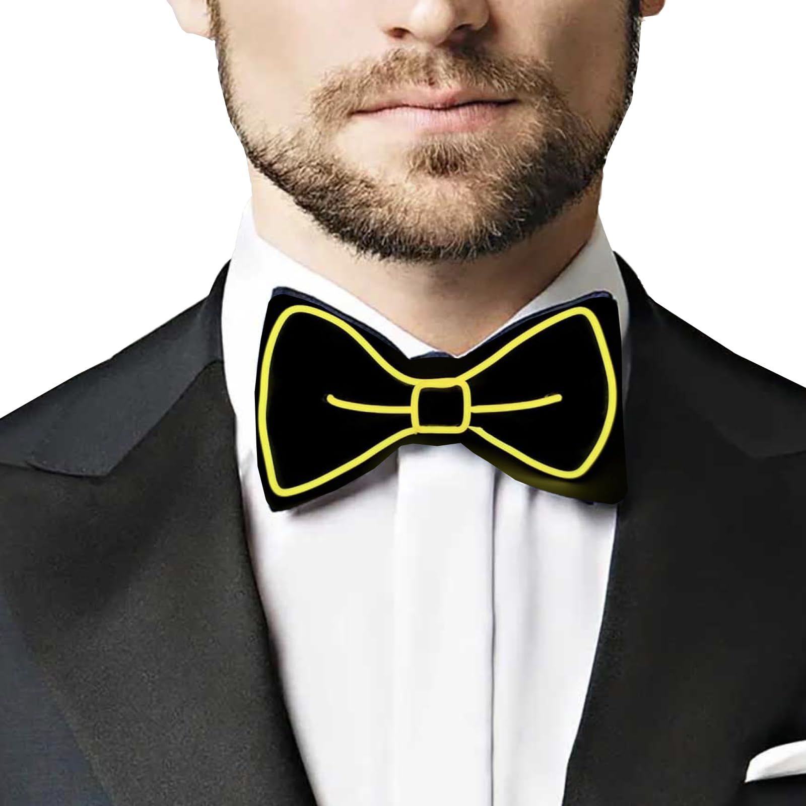 SOUTHSKY Christmas LED Bow Tie Novelty EL Wire Light Up for Christmas,Halloween, Costume, Parties,Festival, Cosplay (YELLOW) — image 1