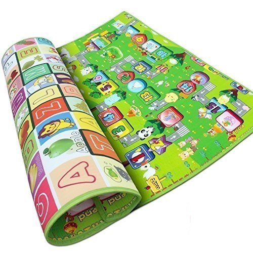 AZOD Waterproof Double Side Baby Play Crawl Floor Mat for Kids Picnic Play School Home with Zip Bag to Carry (120x180) cm