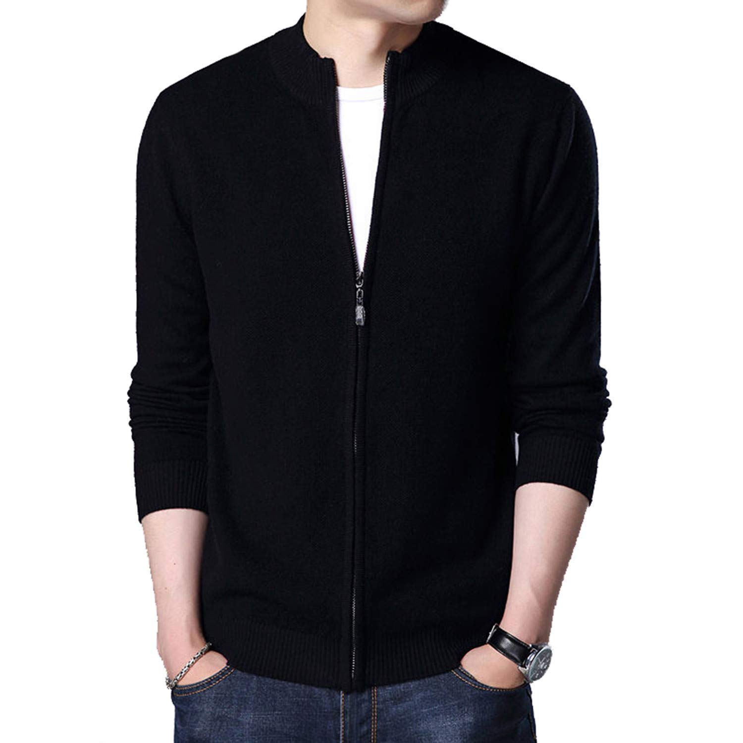 mens cashmere cardigan zipper