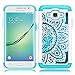 Core Prime Case, Elegant Choise Slim Dual Layer Armor Studded Rhinestone Bling Phone Case Cover with Flower Pattern for Samsung Galaxy Core Prime / Prevail LTE G360 (White+Mint)