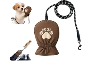 Dog Lead with Integrated Insulated Gloves, Warm Leash Glove, Waterproof Fleece Lined Hand Warmer, No More Cold Hand When Walk