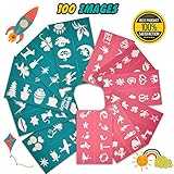 Face Paint Stencils Kit 100 Pieces, Large Medium Small Reusable, Thick Body Painting Stencil - Great for Birthdays, Fundraisers, Halloween, Christmas Party