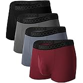 BAMBOO COOL Mens Trunks Underwear Performance Breathable Mesh Fly Zone Moisture-Wicking(4 Pack)