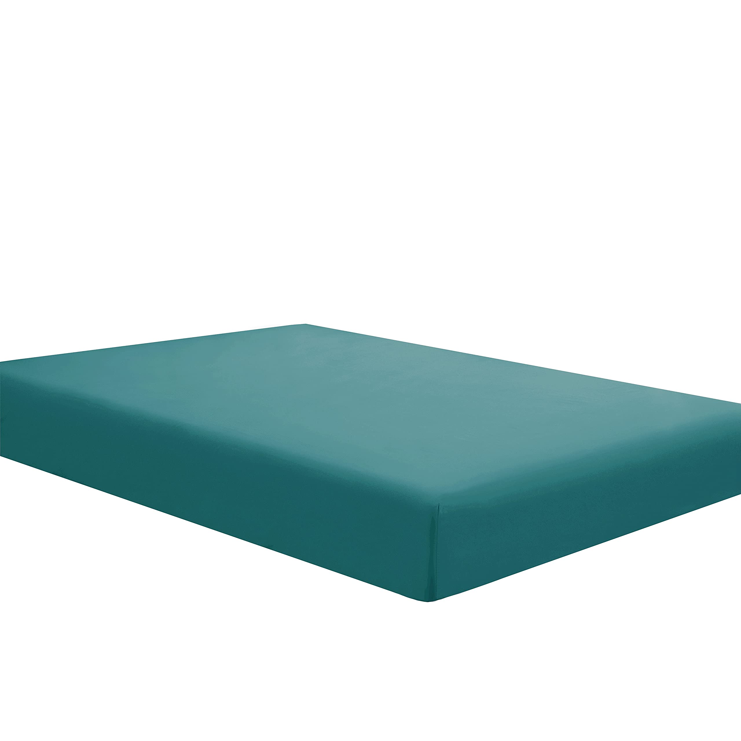 Sfoothome Single Fitted Sheet (Twin - Teal) - Deep Pocket Brushed Velvety Microfiber, Breathable, Extra Soft and Comfortable - Wrinkle, Fade, Stain and Abrasion Resistant