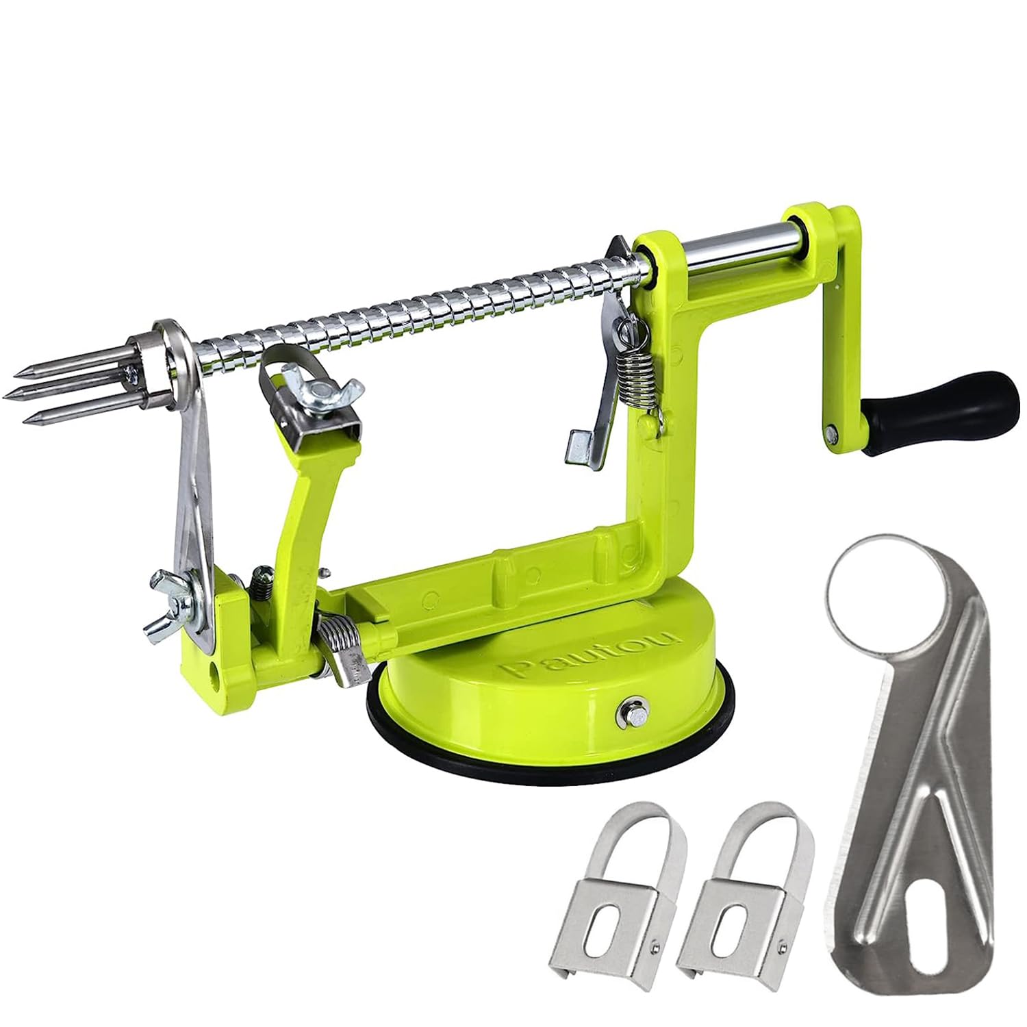 Photo 1 of Apple Peeler, Slicer Corer Potato Peelers 3 In 1, Stainless Steel Heavy Duty with Suction Cup Base And 3 Extra Blades (Green)