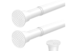 SISELBA 2PCS White Spring Curtain Rods for Windows 23 to 46 Inch, Adjustable Extendable Pressure Tension Curtain Rods No Drilling, Small Tension Rod for Doorway Bedroom Closet Door Kitchen