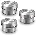 LEADUP 18/8 Stainless Steel Leakproof Dips Condiment Containers(1.5 oz),Set of 3,Salad Dressing/Sauces/Snacks Food Storage Containers for Lunch Box Picnic Travel Durable Eco Friendly Reusable