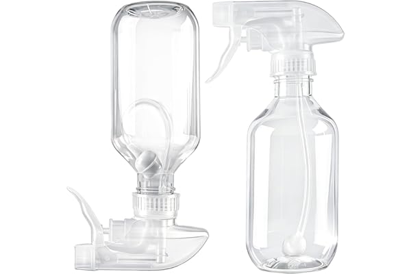 2 Pack 360° Spray Bottles, 300ml Plastic Small Containers with Adjustable Spray Nozzles, Spray Bottles for Hair, Cleaning Sol