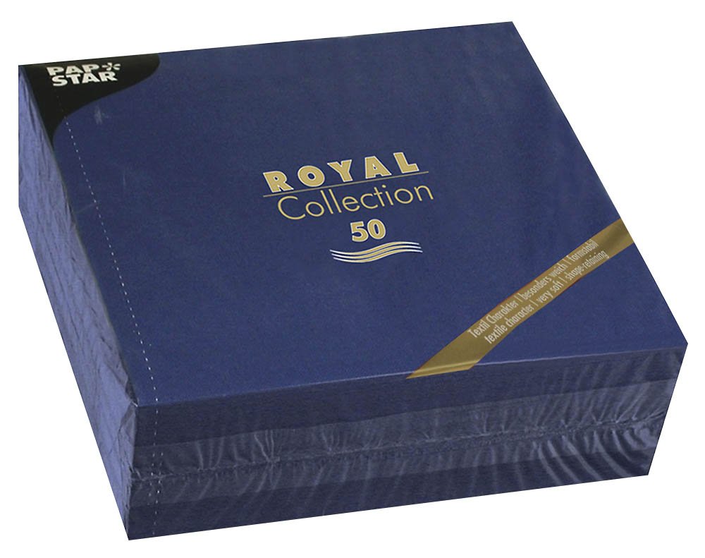 Papstar Royal Collection 11605 Serviettes with 1/4 Fold 40 x 40 cm Dark Blue Pack of 50 — image 1