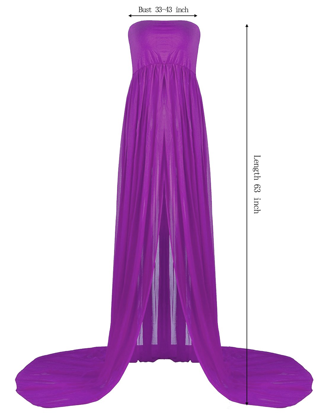 Gititlys Boob Tube Top Split Front Maxi Chiffon Maternity Dress for Photoshoot Purple