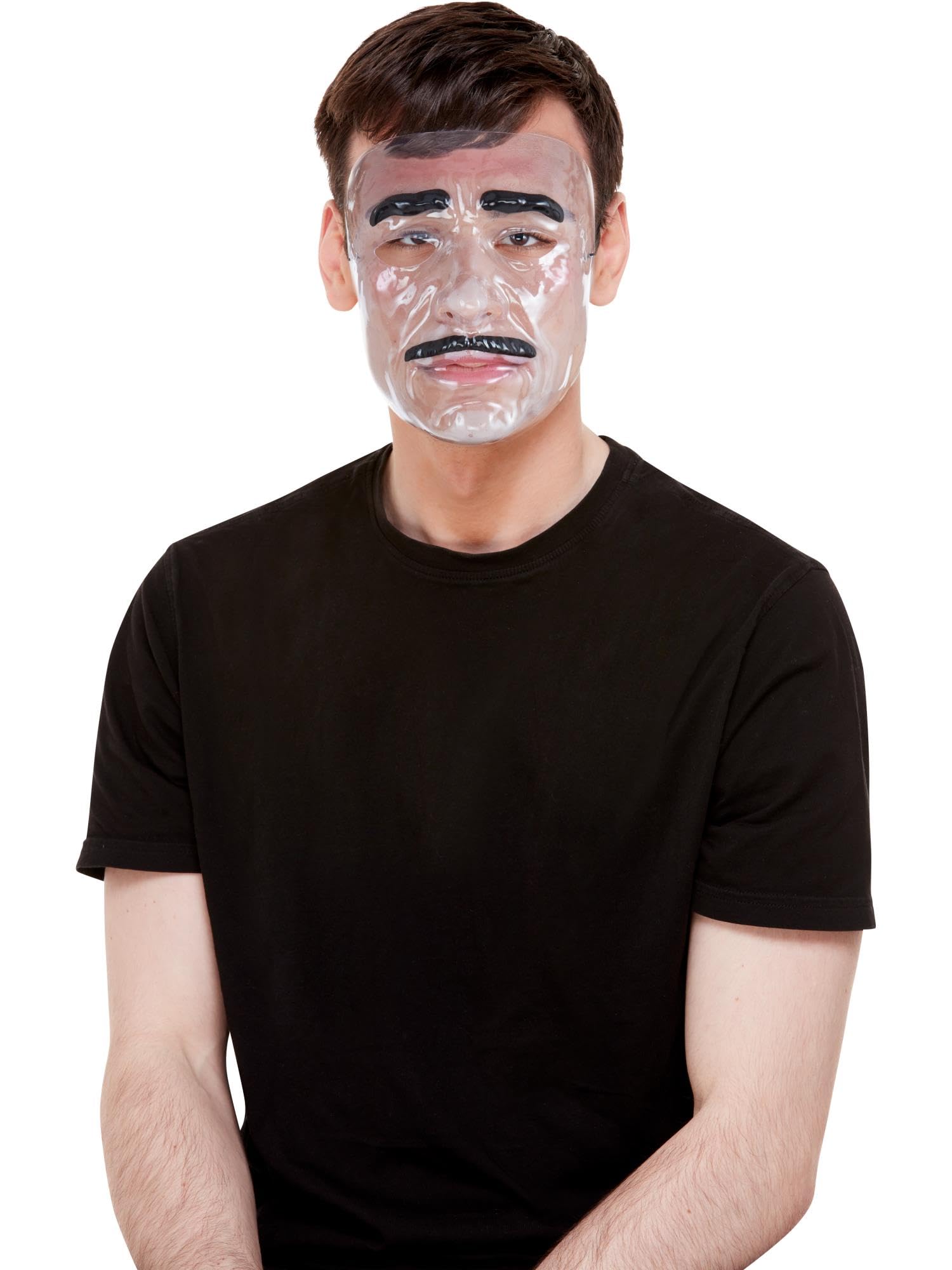 Smiffys Transparent Mask, Male, Clear with Elastic Strap, Halloween Fancy Dress Accessory, Serial Killer Dress Up Masks