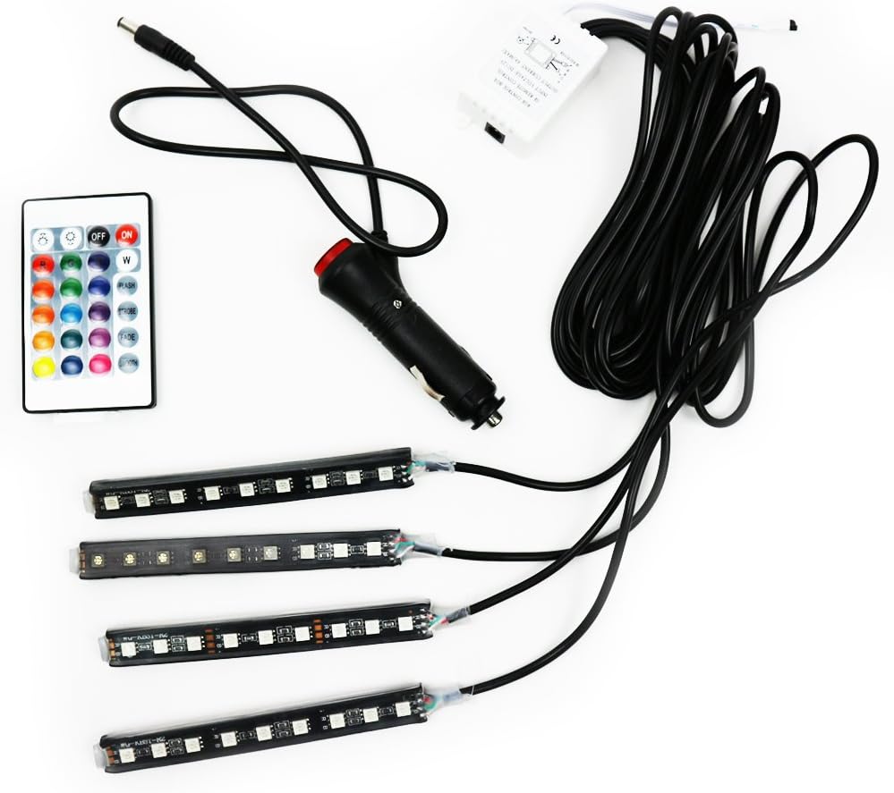 Amazon Relief And Trust 車用 Led ライト 車内 イルミネーション 光る 明るい 電飾 カラフル ドレスアップ カスタマイズ シガーソケット 電源 簡単設置 Ledテープ 車 バイク