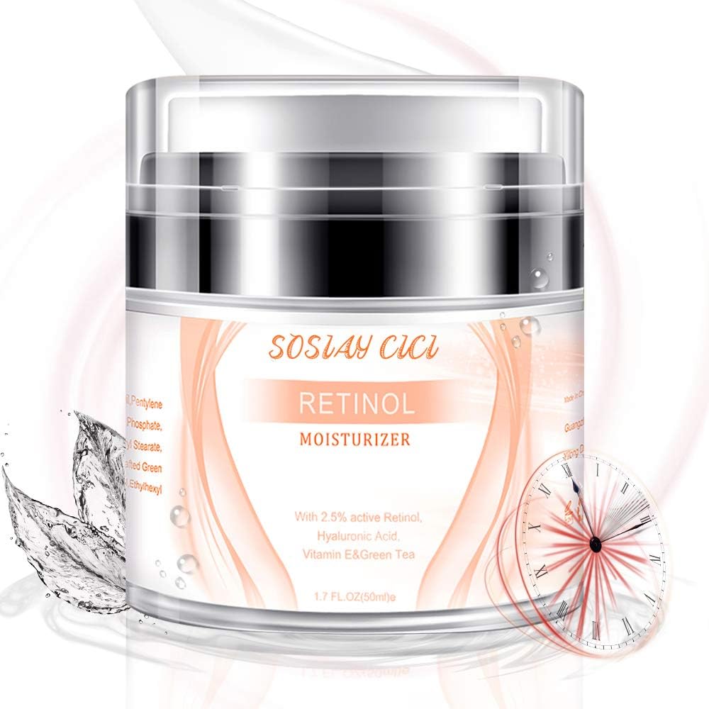 Face Moisturizer Anti-Wrinkle Retinol Cream Treatment with Combination of Green Tea, Vitamin E and Organic Aloe，Day and Night Anti Aging Eye Cream for Face and Eye 1.7 fl oz
